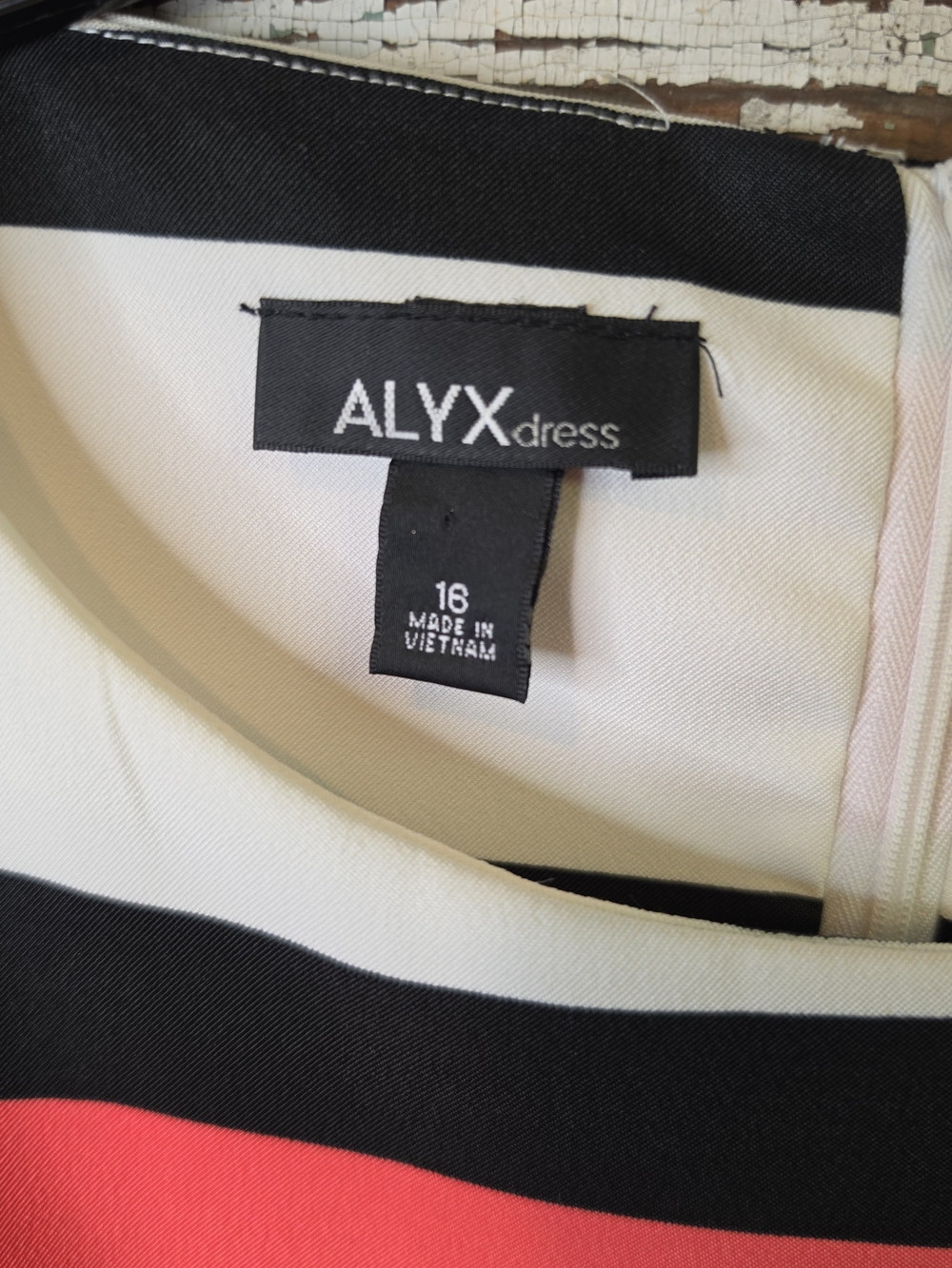 Alyx Size 16 Coral Black Striped Sleeveless Sheath Dress - Picture 4 of 5